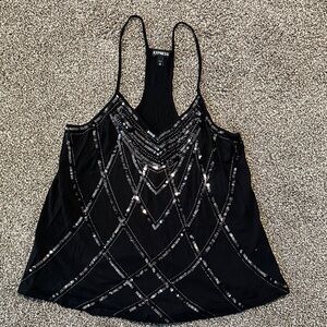 Express Black Sequin Tank Top